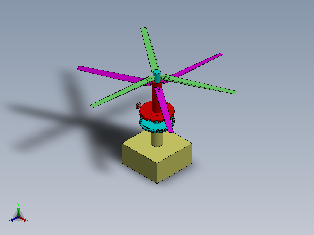 反向旋转螺旋桨正等轴测图