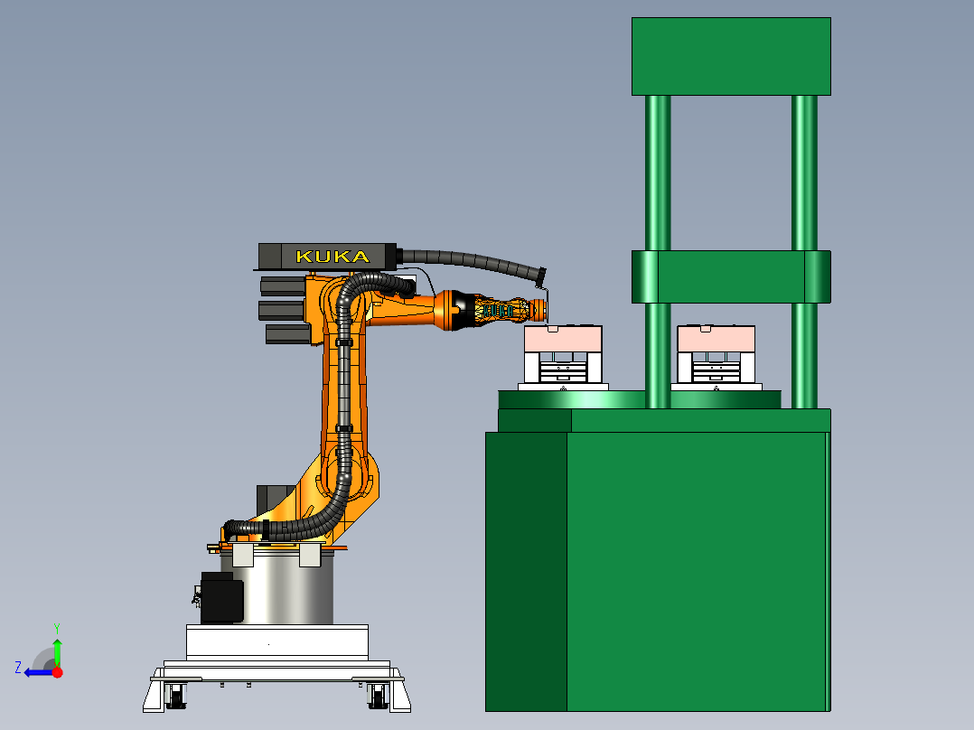 注塑机上下了取料设计右视图