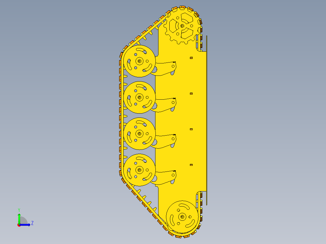 履带小车底盘左视图