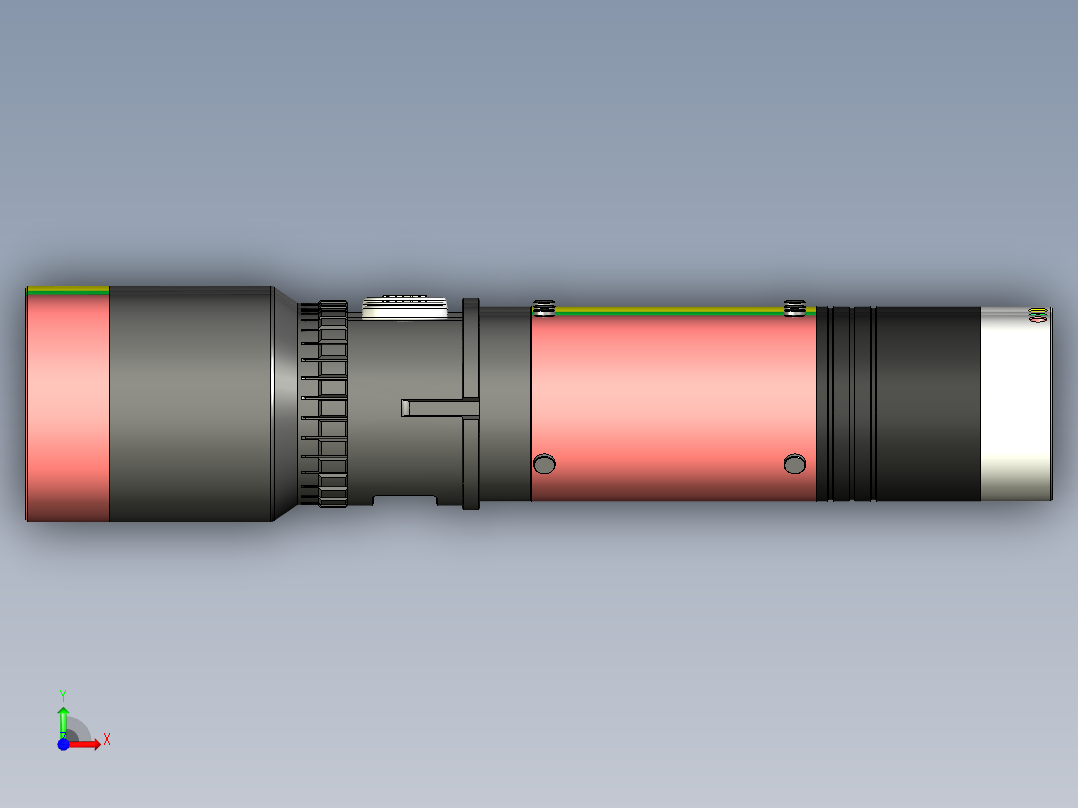 直充充电式强光手电筒设计前视图