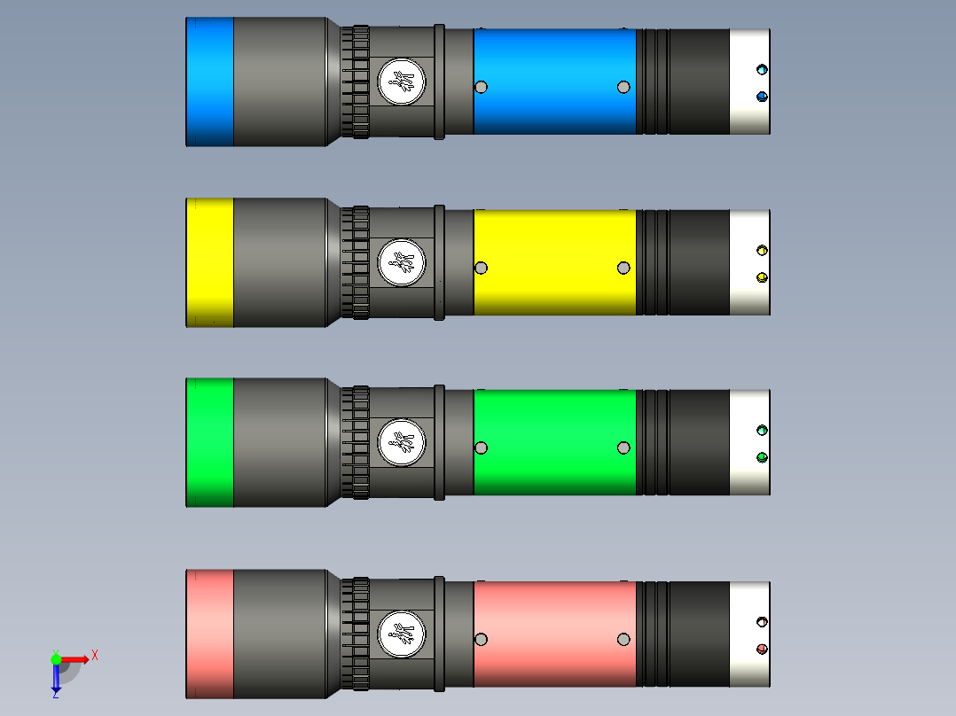 直充充电式强光手电筒设计俯视图