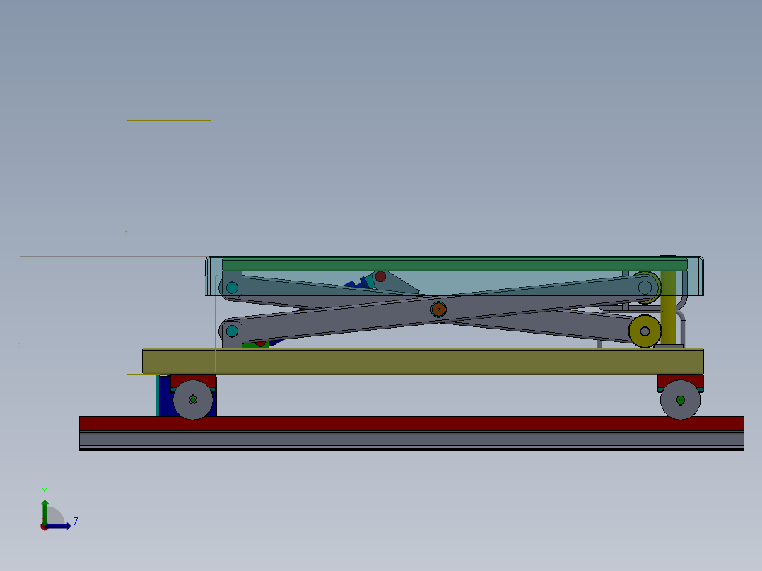 剪叉式升降机 、剪叉式升降机_工业液压升降平台左视图