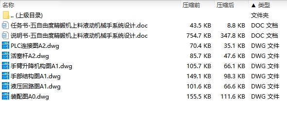 五自由度精锻机上料液动机械手系统设计含6张CAD图