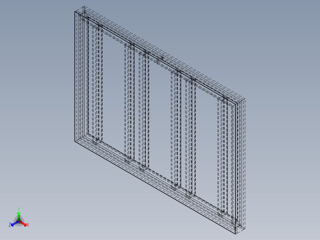 真空混气降噪玻璃正等轴测图
