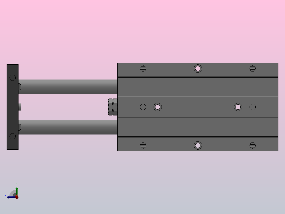 TD φ40双轴气缸[TD40×150-SB2]右视图