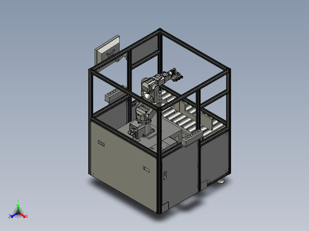 流水线即印即贴自动贴标机（成熟非标机）正等轴测图