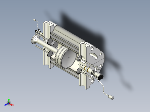 双室发动机结构模型3D图纸 STEP格式