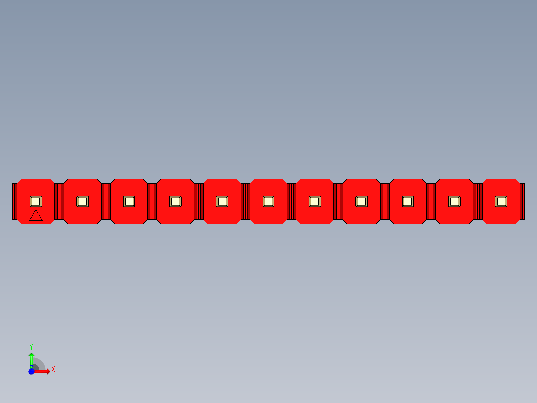 彩色公头100mil（2.54mm）系列-DS1021_red_1x11p_100mil_Type19_rev1.0前视图