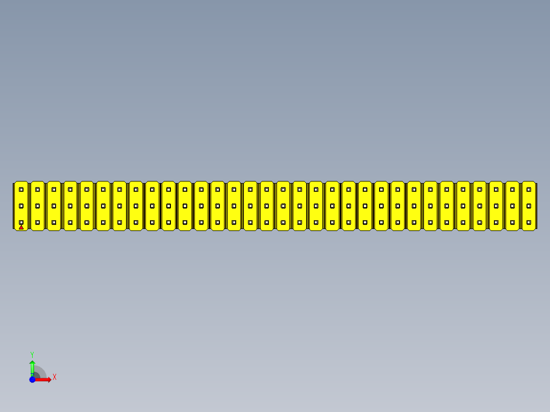 彩色公头100mil（2.54mm）系列-DS1021_yellow_3x32p_100mil_Type1_rev1.0前视图