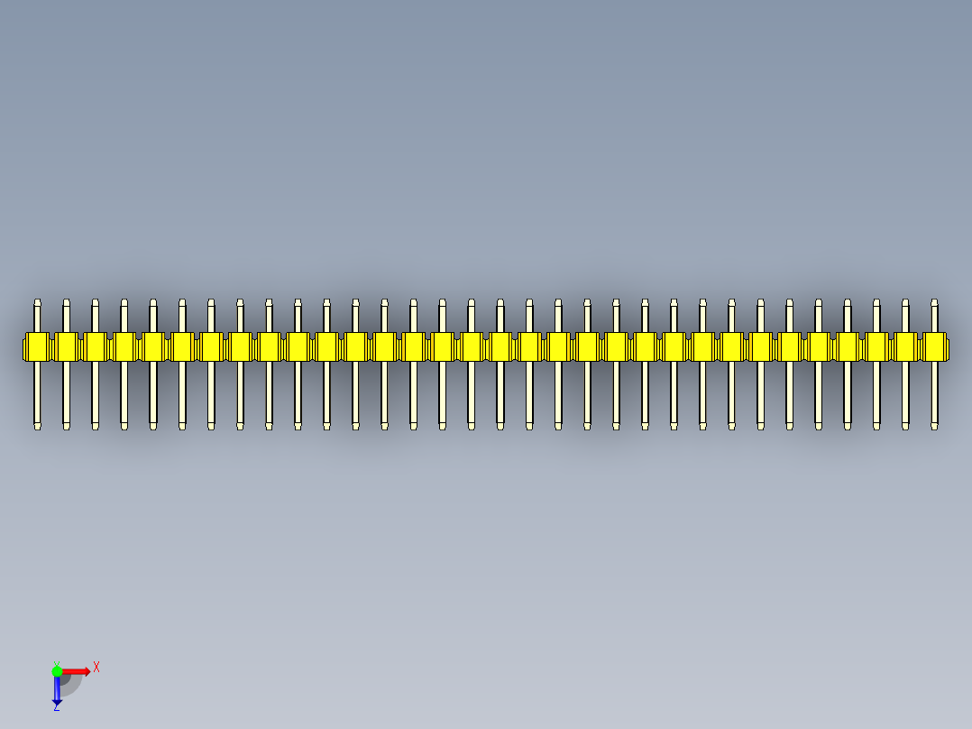 彩色公头100mil（2.54mm）系列-DS1021_yellow_3x32p_100mil_Type1_rev1.0俯视图
