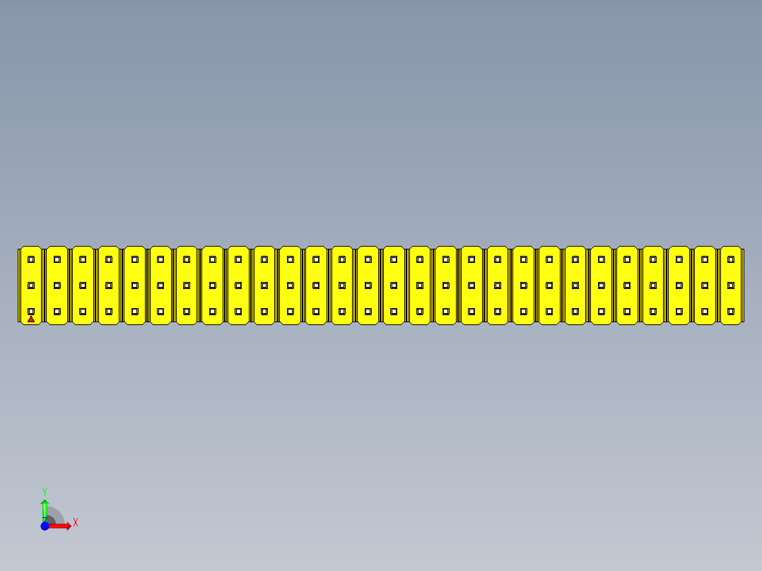 彩色公头100mil（2.54mm）系列-DS1021_yellow_3x28p_100mil_Type5_rev1.0前视图