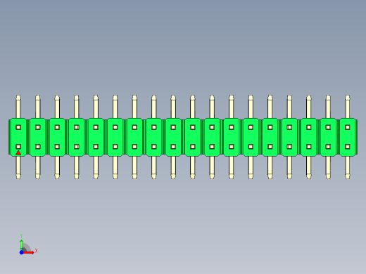 彩色公排针 100mil 2.54mm 系列-DS1022_green_36p_100mil_TypeSMT_rev1.0前视缩略图