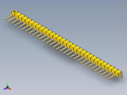 彩色公排针 100mil 2.54mm 系列-DS1022_yellow_1x31p_100mil_TypeD_rev1.0