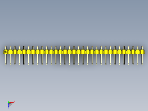 彩色公排针 100mil 2.54mm 系列-DS1022_yellow_1x31p_100mil_TypeD_rev1.0俯视缩略图