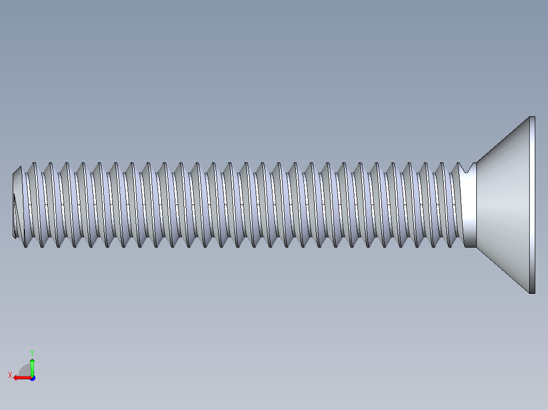 锥形内六角头螺钉-FHCS 8-32 x 1.000后视图