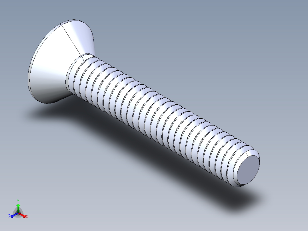 锥形内六角头螺钉-FHCS 8-32 x 1.000正等轴测图