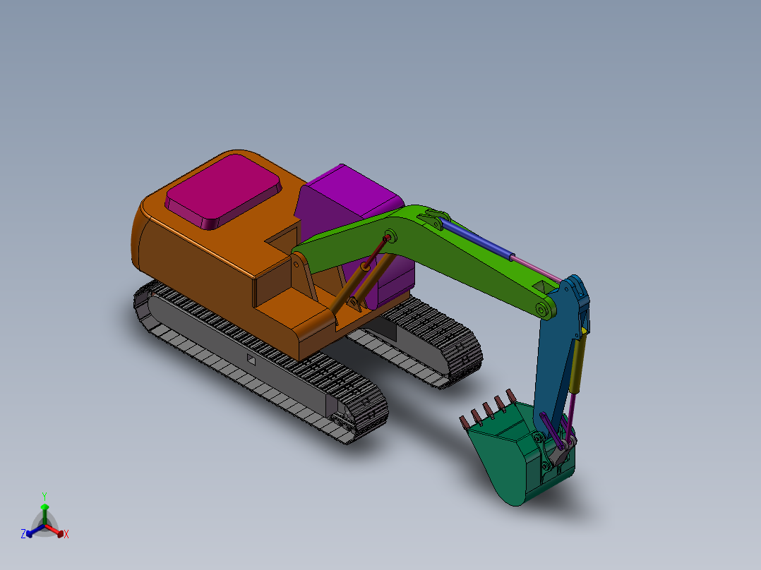 挖掘机设计模型正等轴测图