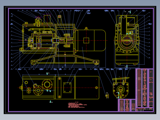 2XZ-8单级旋片式真空泵总装图-CAD图纸