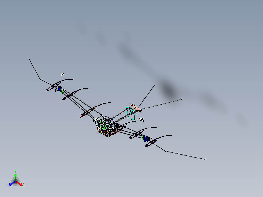 扑翼机sw设计正等轴测图