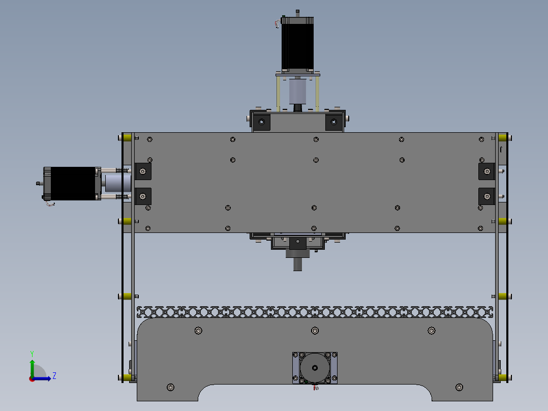 数控机床、SOSO三轴数控机床三维建模图纸 solidworks设计 附STEP左视图