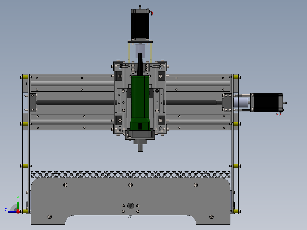 数控机床、SOSO三轴数控机床三维建模图纸 solidworks设计 附STEP右视图