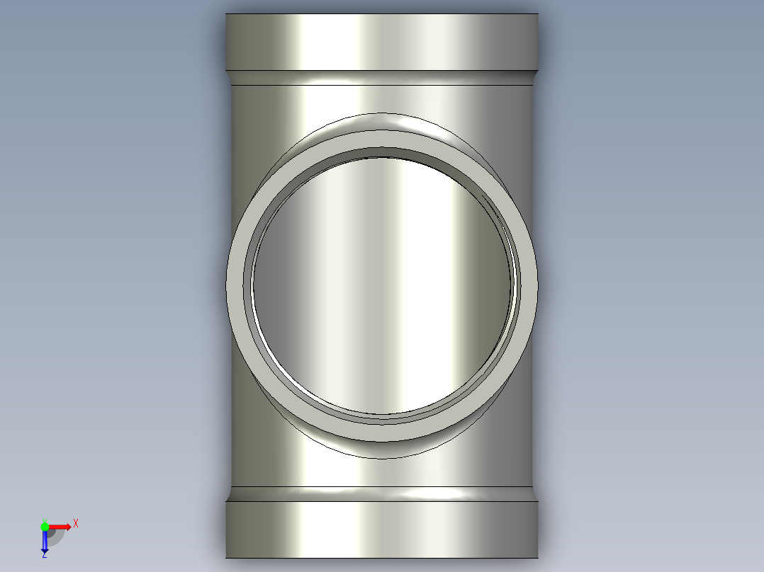 螺纹管三通-等径 DN40俯视图