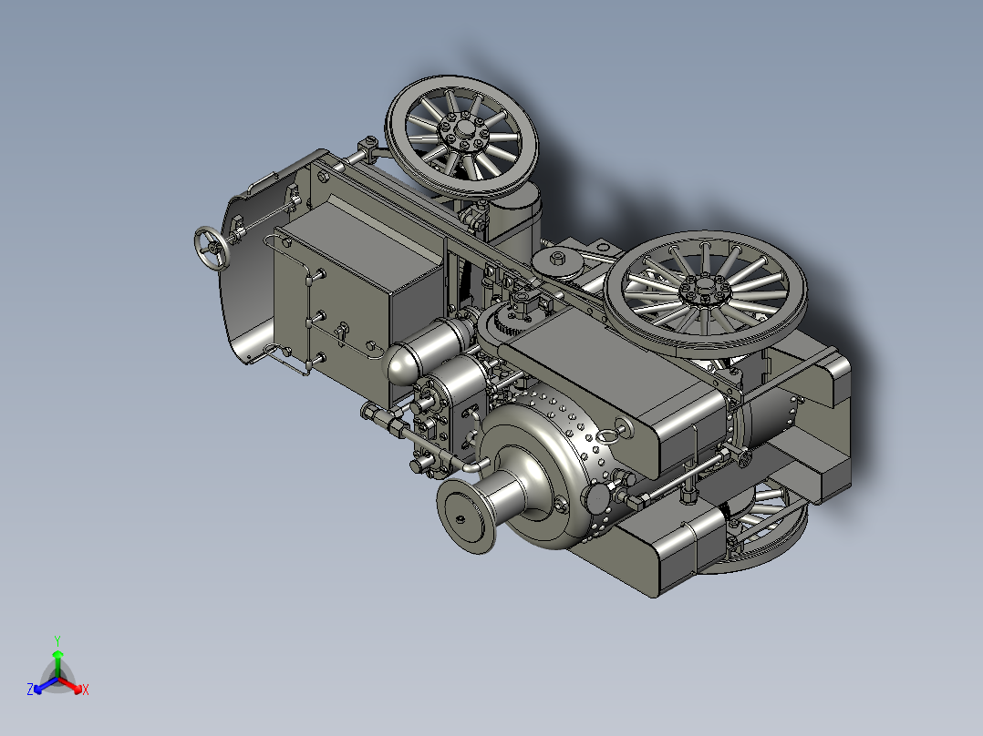 1908年蒸汽机消防车a-fire-engine-1908-j-a-m-de-模型格式为 stp正等轴测图