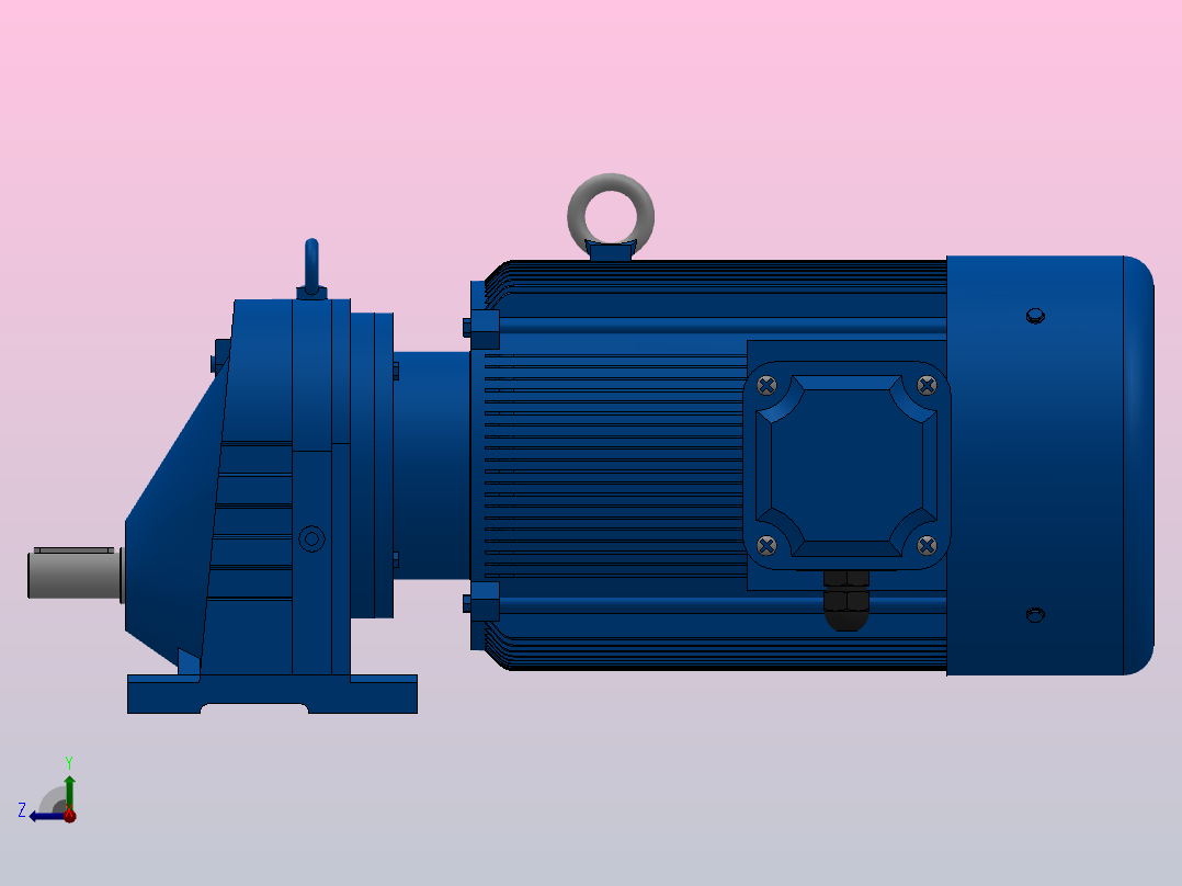RX77底脚轴伸式安装斜齿轮减速机RX77-Y7.5-4P-132M-M1-0°右视图