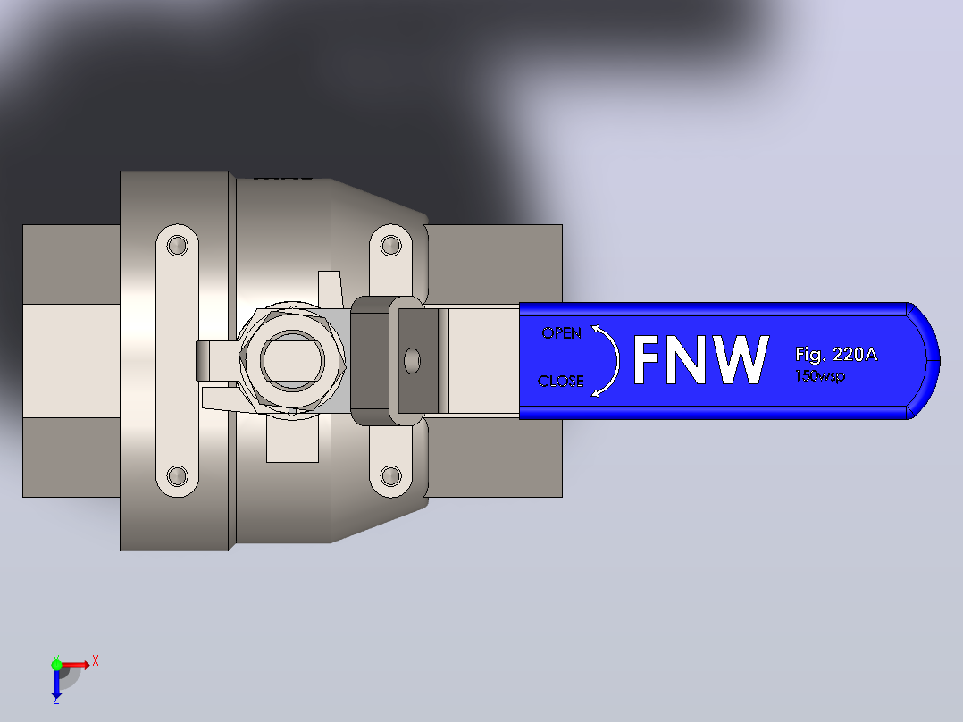 FNW-FNW220AL二片式内螺纹球阀俯视图