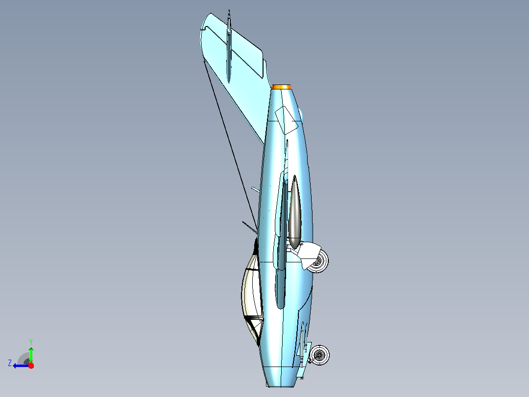 米格15战斗机CATIA V5 r21模型右视图