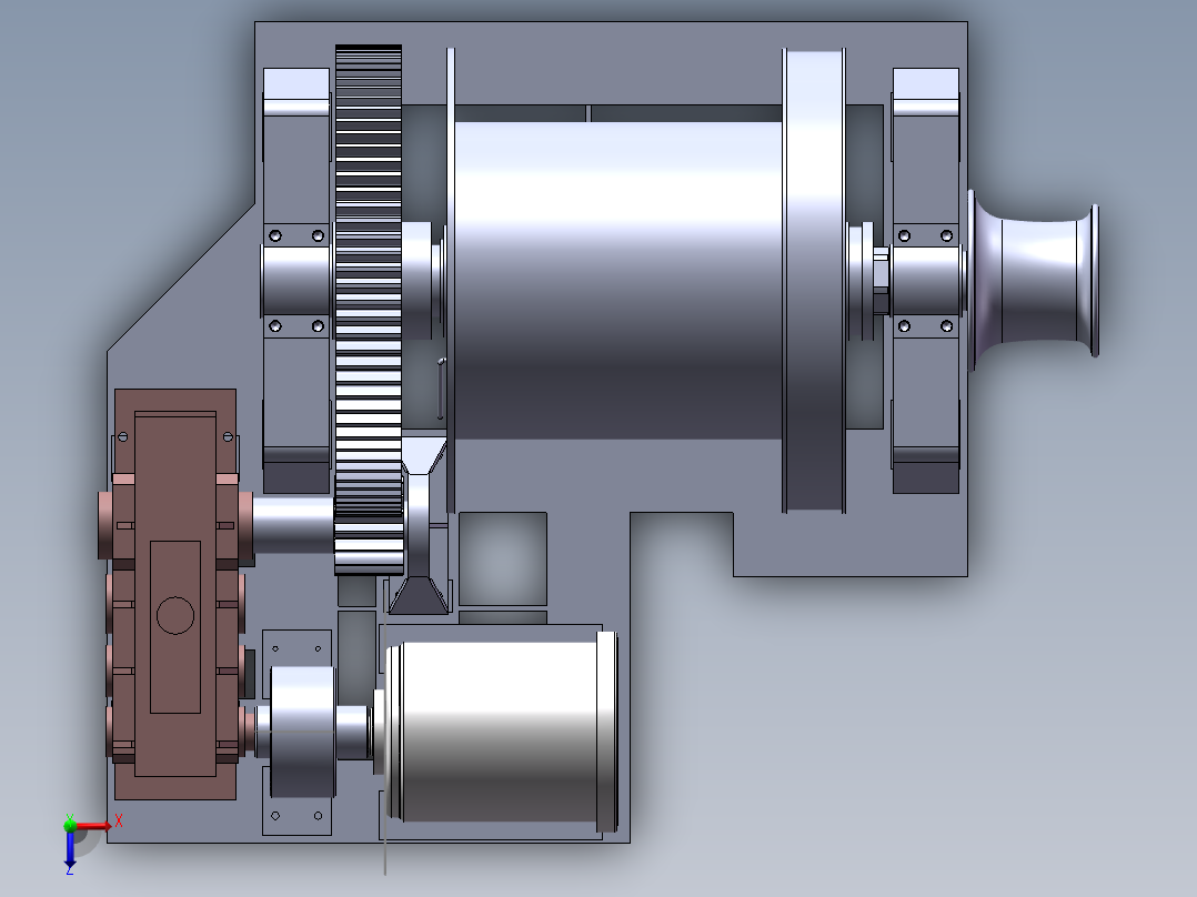 j70电动驱动钻机绞车设计(sw10+说明书+cad)俯视图