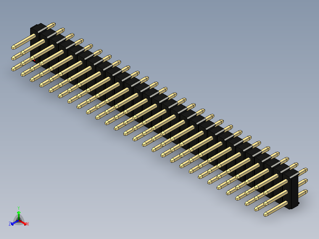 彩色公头100mil（2.54mm）系列-DS1021_black_3x28p_100mil_Type1_rev1.0主视图