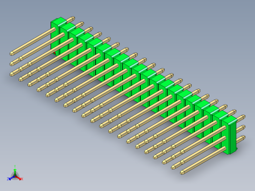 彩色公头100mil（2.54mm）系列-DS1021_green_3x20p_100mil_Type5_rev1.0正等轴测缩略图