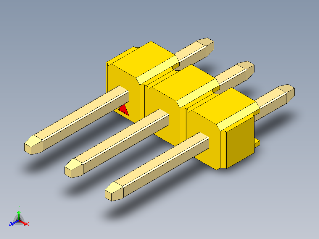 彩色公头100mil（2.54mm）系列-DS1021_yellow_1x03p_100mil_Type1_rev1.0主视图