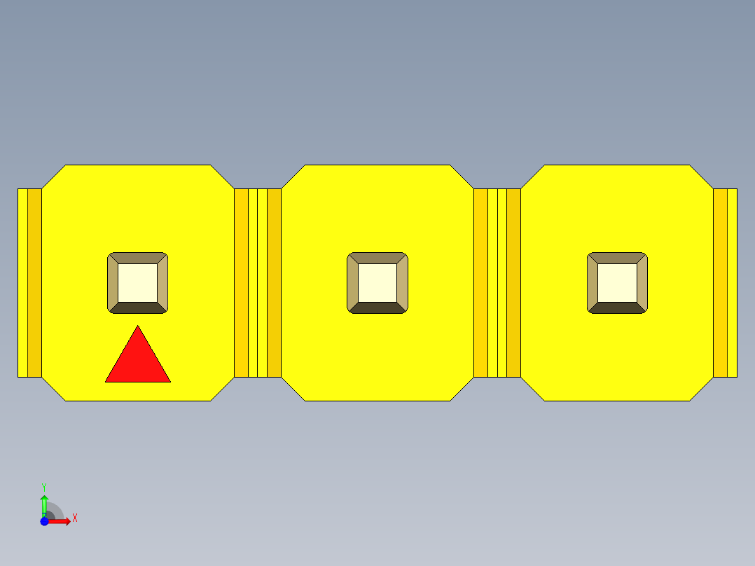 彩色公头100mil（2.54mm）系列-DS1021_yellow_1x03p_100mil_Type1_rev1.0前视图