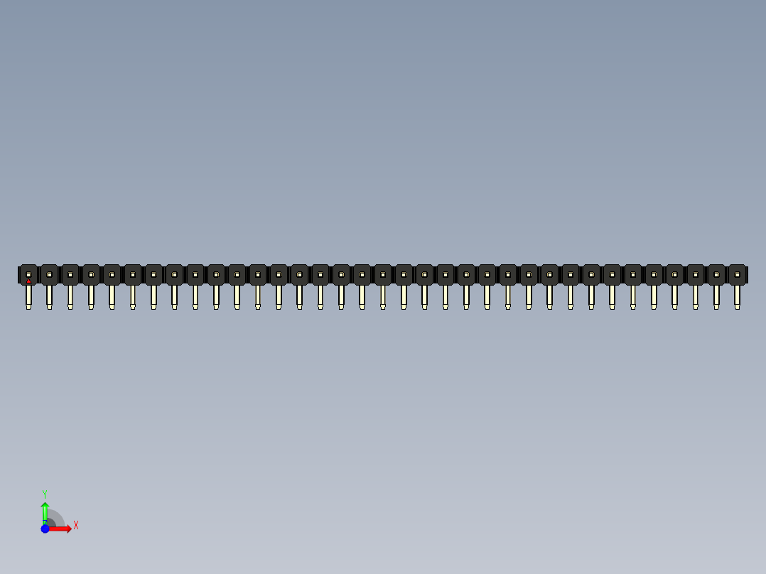 彩色公排针 100mil 2.54mm 系列-DS1022_black_1x35p_100mil_TypeD_rev1.0前视图