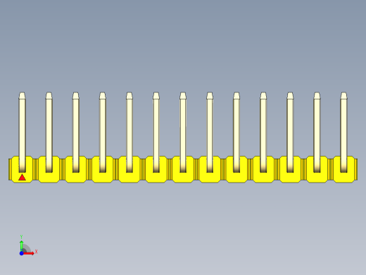 彩色公排针 100mil 2.54mm 系列-DS1022_yellow_13p_100mil_TypeU_rev1.0前视缩略图