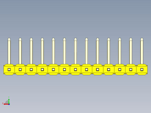 彩色公排针 100mil 2.54mm 系列-DS1022_yellow_13p_100mil_TypeU_rev1.0后视缩略图