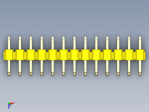 彩色公排针 100mil 2.54mm 系列-DS1022_yellow_13p_100mil_TypeU_rev1.0俯视缩略图