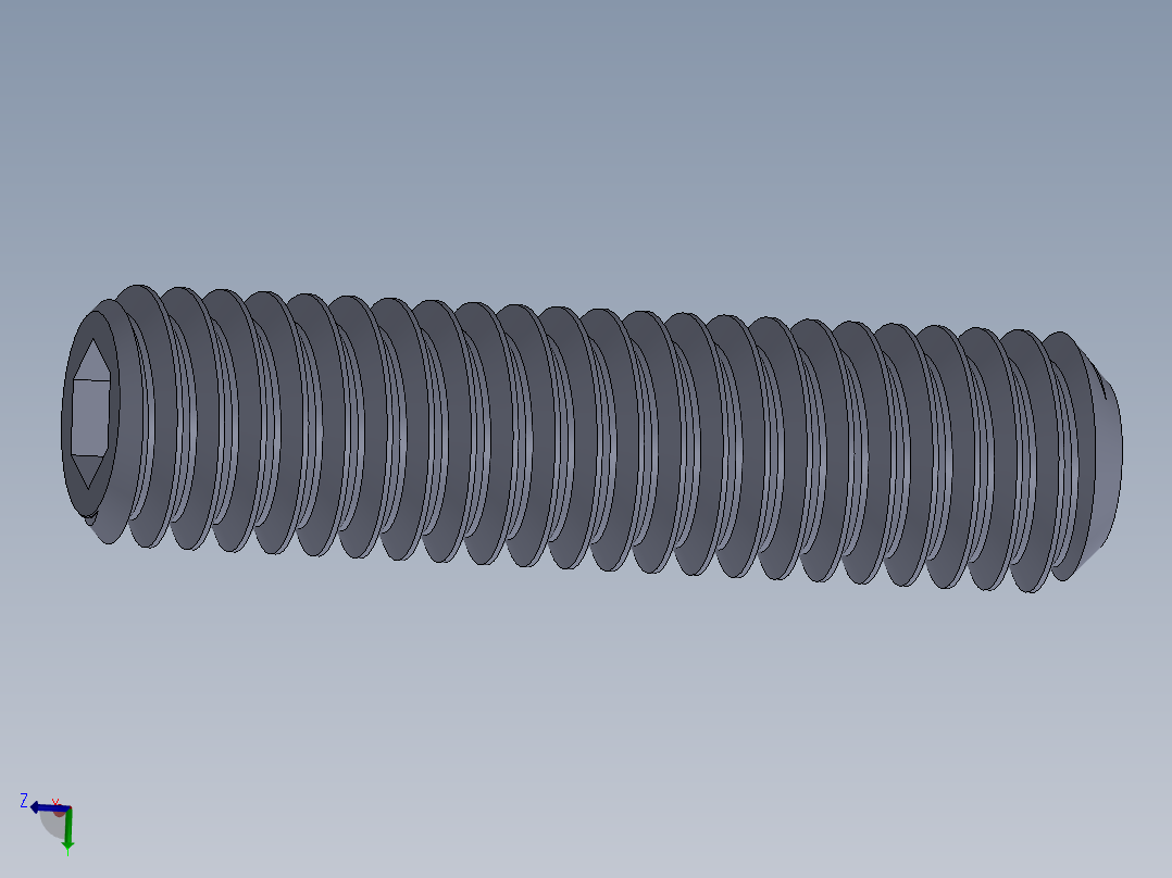 UNC 平头紧定螺钉-UNC SET SCREW 0.375 x1.500.SLDPRT主视图
