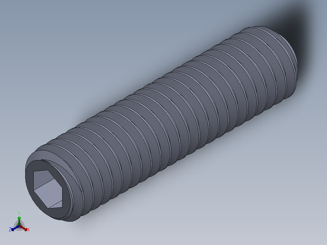 UNC 平头紧定螺钉-UNC SET SCREW 0.375 x1.500.SLDPRT正等轴测图