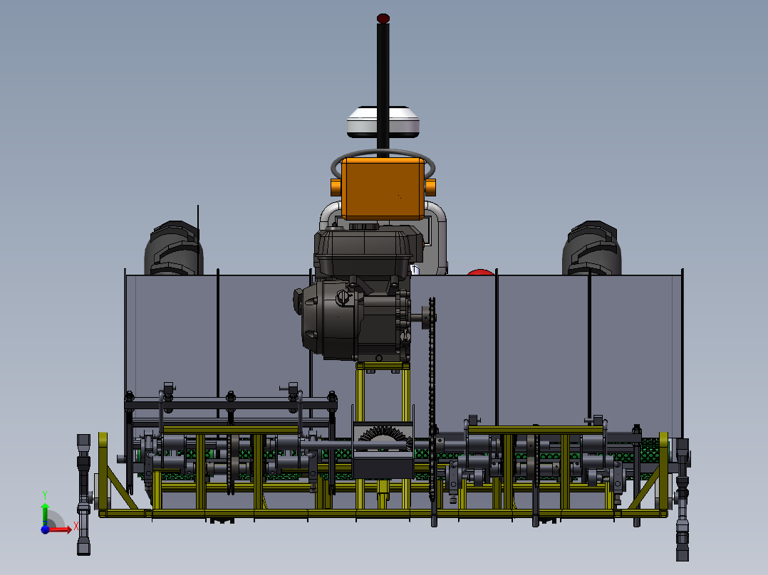 牵引式插秧机设计前视图