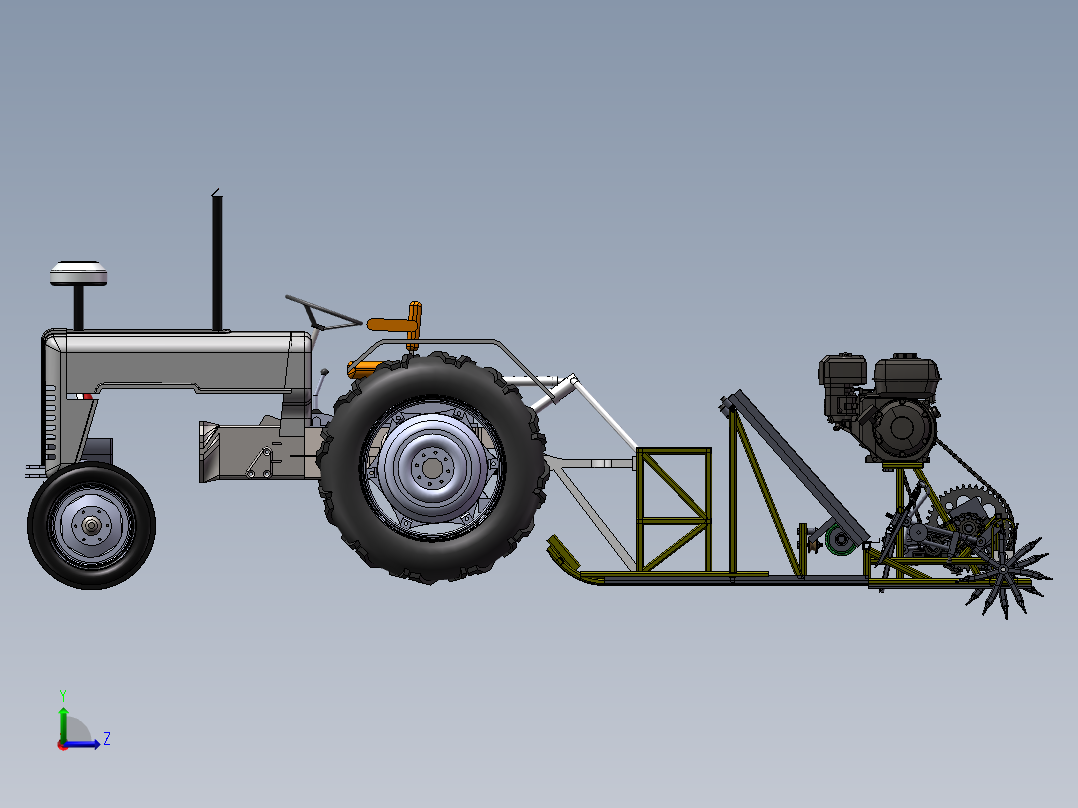 牵引式插秧机设计左视图