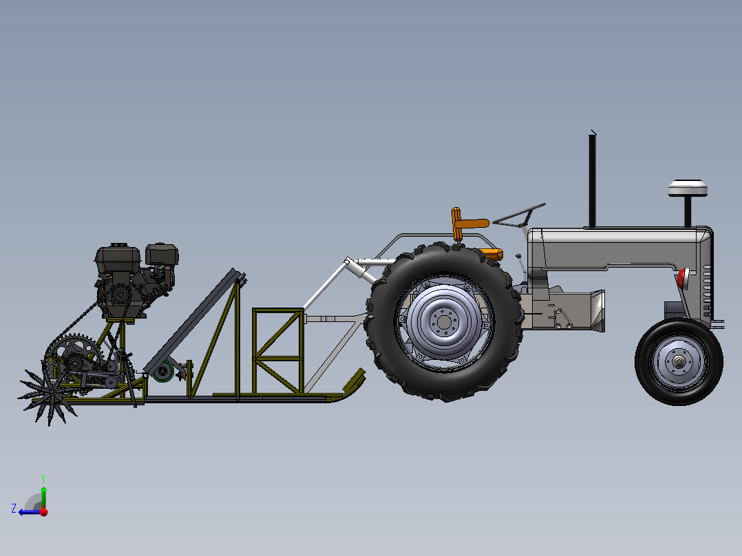牵引式插秧机设计右视图