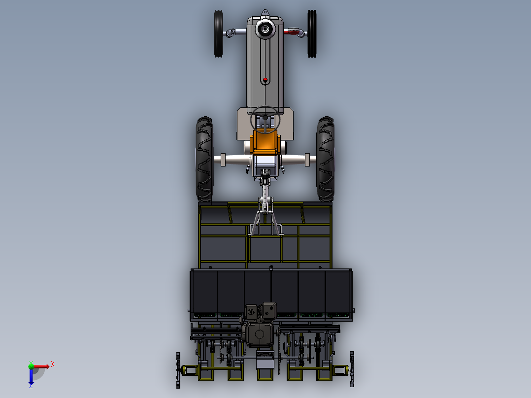 牵引式插秧机设计俯视图