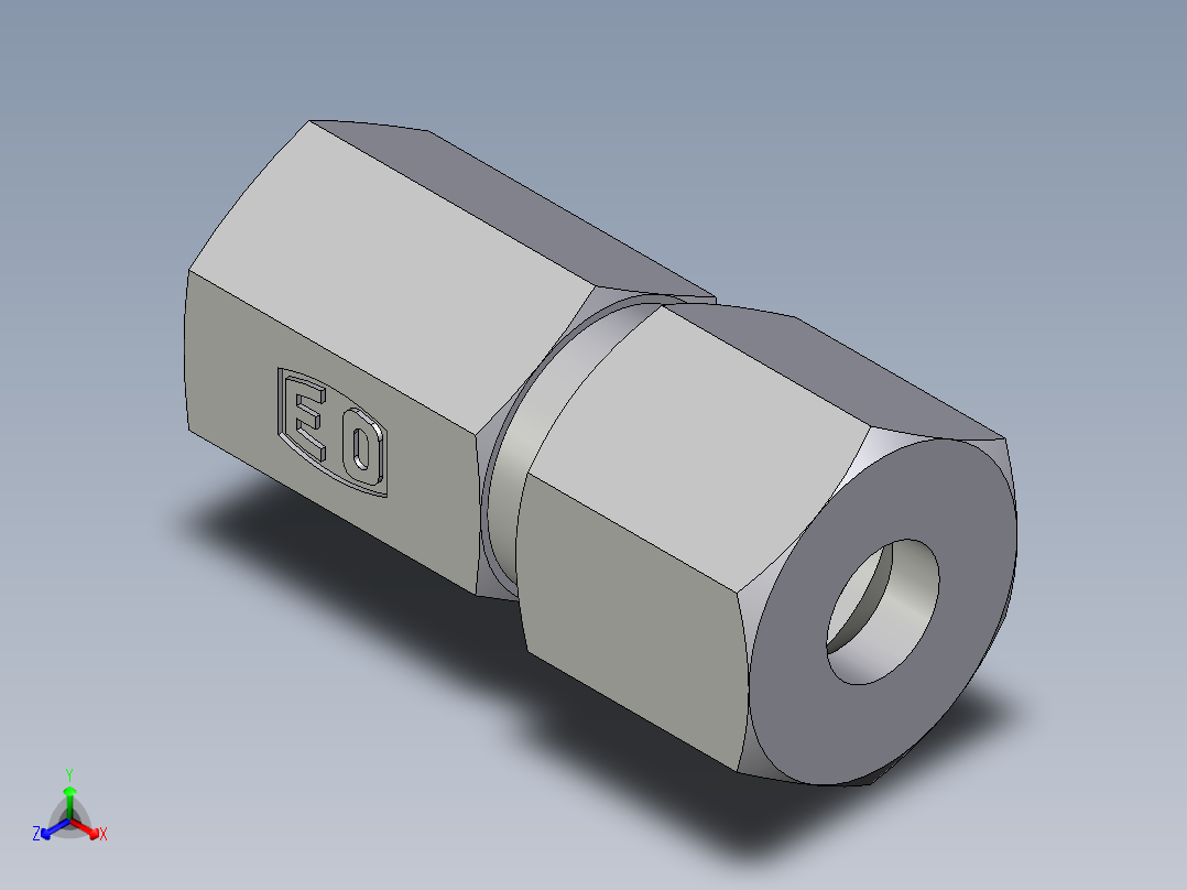 卡套式工业通用硬管接头EO_Swivel_connector_GAI08ZSM71正等轴测图