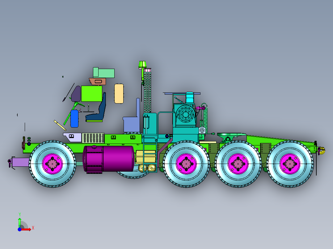 雪地奔驰奥什科什M1070型8轮重卡前视图
