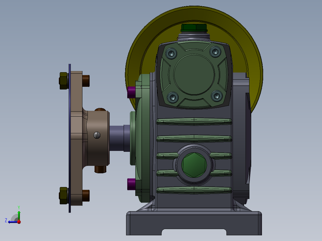 蜗轮蜗杆减速器右视图