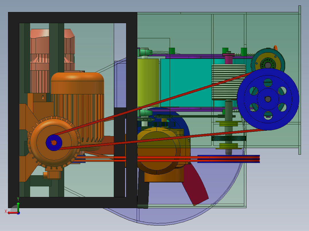 切丝切片系统三维模型后视图