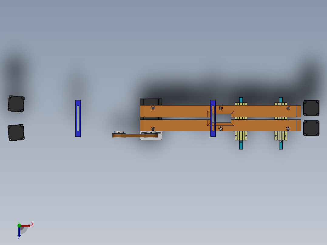 输送夹紧机构俯视图